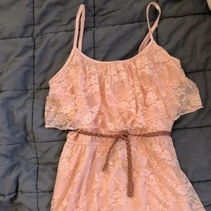 High Low light pink lace dress